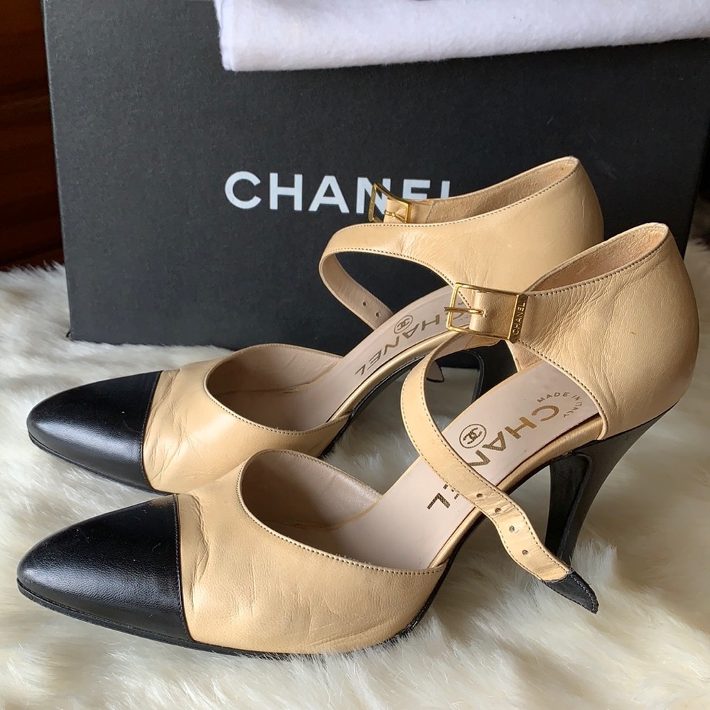 Chanel Vintage two tone with Ankle Strap Closure